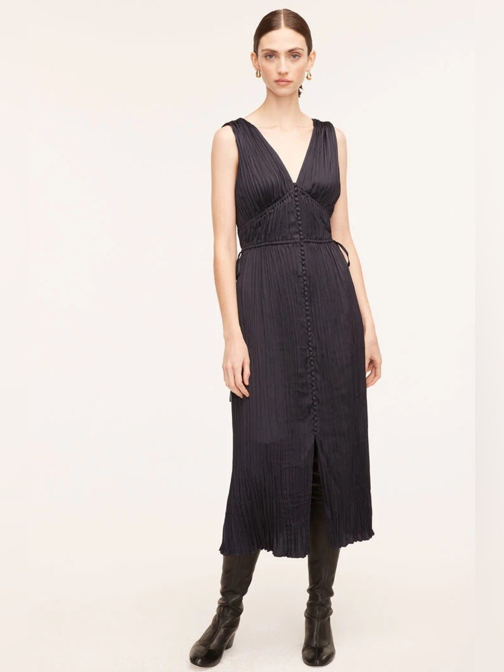 Rebecca Taylor Button Front Dress in Dark Navy